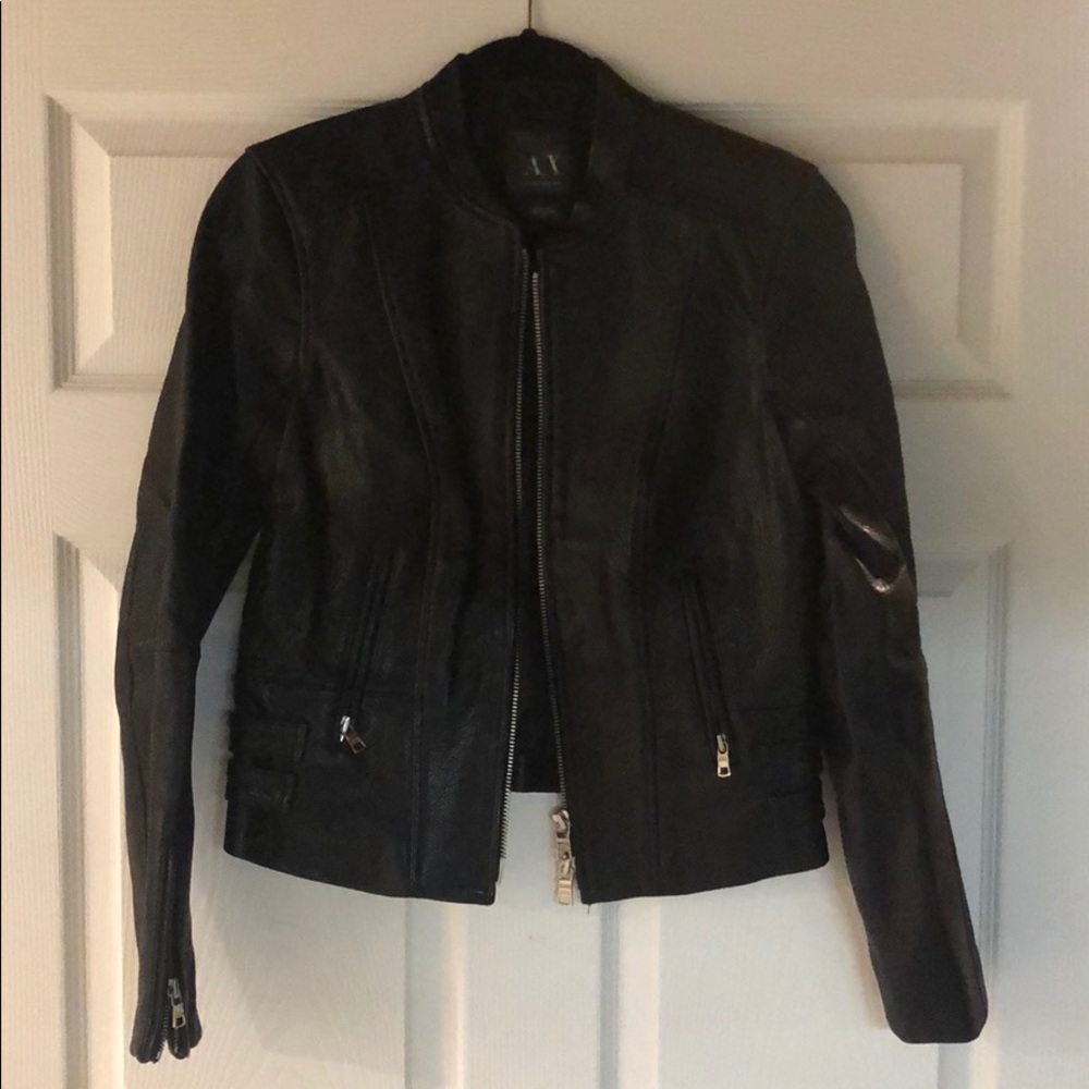 Armani Exchange WOMENS leather Moto jacket